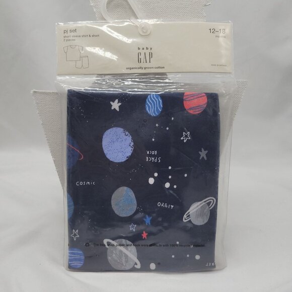 Baby Gap Cosmic 2-Piece Pajama Set Shirt & Shorts 12-18 Months Organic Cotton Na - Picture 2 of 8